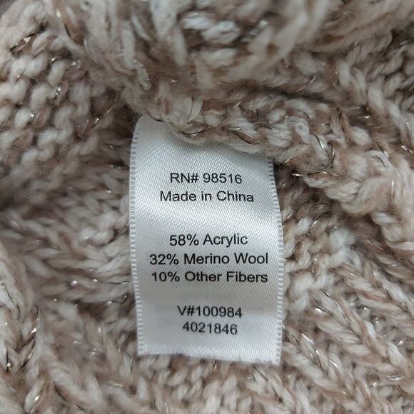 Coldwater Creek Sweater Womens Medium Beige  Merino Wool Turtleneck Long Sleeve - Picture 12 of 12